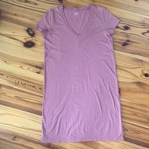 Madewell Northside Vintage V-Neck Short Sleeve Mini Tee Shirt Dress Blush XXS